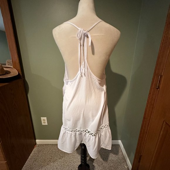 FRESHWATER EYELET TRIM SWIM COVER UP DRESS SIZE L #593 - Picture 3 of 4